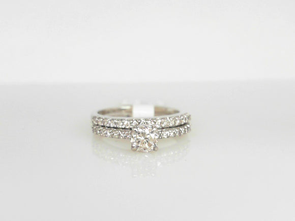 White Gold Round Diamond Bridal Set with Diamond Shanks