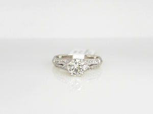 White Gold Diamond Engagement Ring with 0.78 Ct Round Center