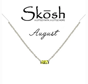 Skosh Baguette Birthstone Necklace- August