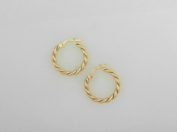 Sterling Silver/Yellow Gold Bonded Twisted Small Hoops