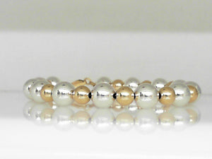 Vivi B "Lana" Sterling Silver/Gold Filled Beaded Bracelet 7.5"