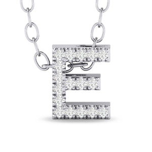 10k White Gold "E" Initial Diamond Necklace