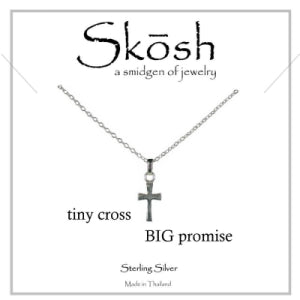 Skosh Tiny Plain Cross Necklace 16+2"