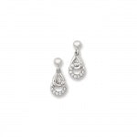 Sterling Silver CZ Intertwining Circle Post-Back Earrings
