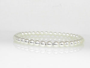 Sterling Silver 4mm Beaded Stretch Bracelet