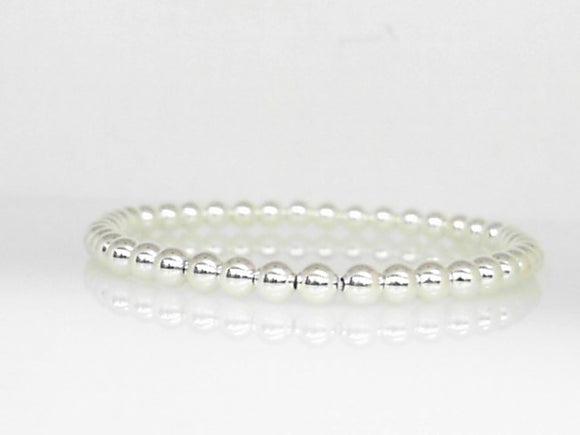 Sterling Silver 4mm Beaded Stretch Bracelet