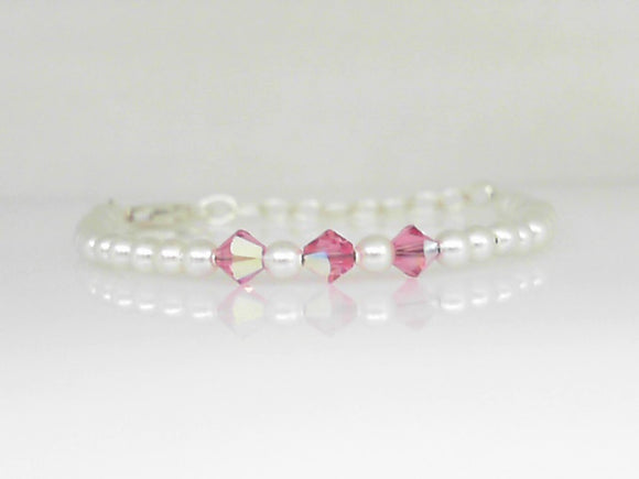 Baby/Kids Pearl Birthstone Bracelet- October