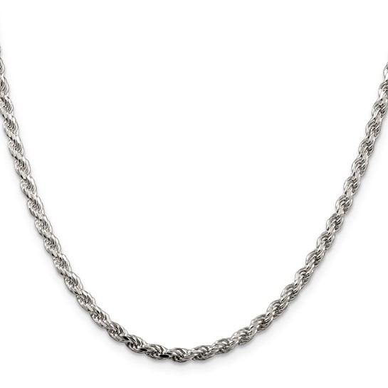Sterling Silver Rhodiumed 3mm Diamond Cut Rope Chain 20