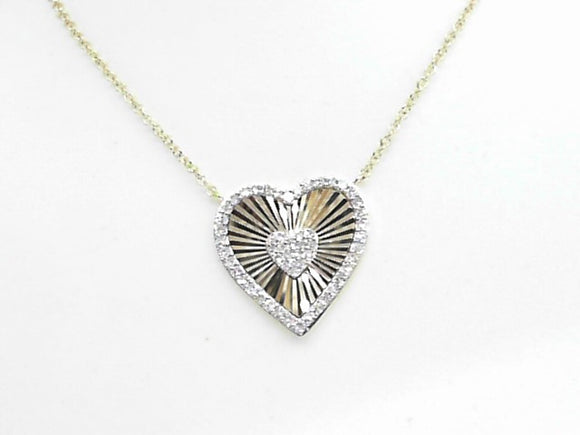 14k Yellow Gold Diamond Heart Necklace