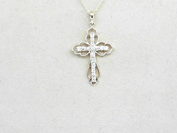 14k Yellow Gold Diamond 0.30ct Cross Necklace