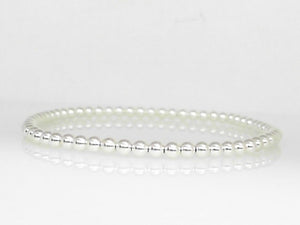 Sterling Silver 3mm Beaded Stretch Bracelet