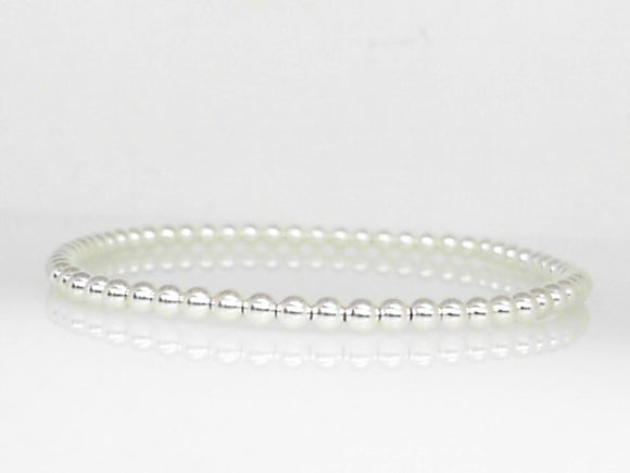 Sterling Silver 3mm Beaded Stretch Bracelet