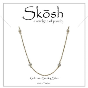 Skosh Gold Plated Silver 9 Stationary Pearl Necklace 16+2