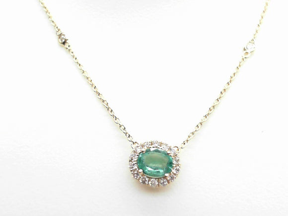 Yellow Gold Emerald and Diamond Necklace