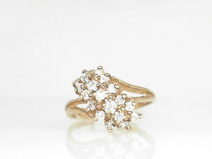 Yellow Gold Diamond Cluster Ring