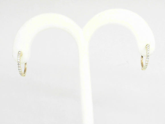 14k Yellow Gold Diamond Huggie Hoop Earrings