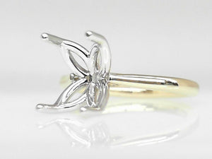 14k Two-Tone Emerald Cut Semi-Mount