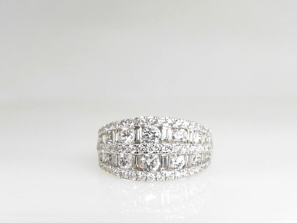 White Gold Round and Baguette Diamond Band with 2 CTW