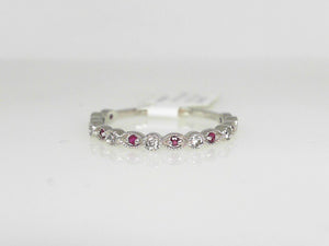 White Gold Ruby and Diamond Band