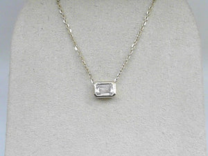 Yellow Gold Bezel-Set Lab Grown Emerald-Cut Diamond Necklace