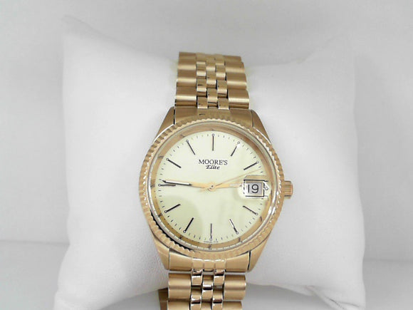 Mens Moore's Elite Gold Watch with Champagne Dial