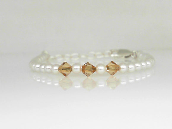 Baby/Kids Pearl Birthstone Bracelet- November