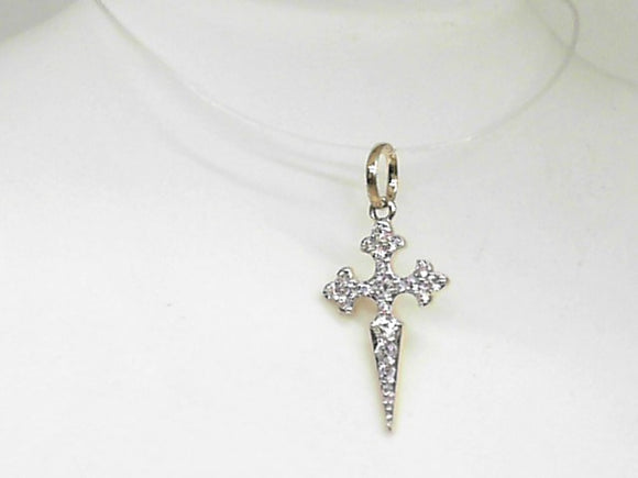 Yellow Gold Diamond Dagger Cross Pendant