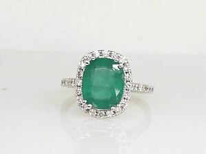 White Gold 3.75 Carat Natural Emerald and Diamond Ring