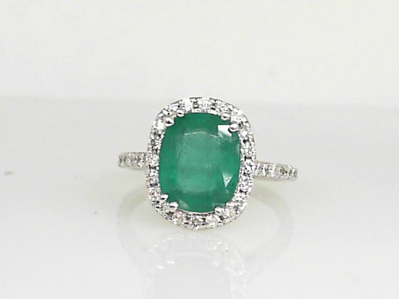 White Gold 3.75 Carat Natural Emerald and Diamond Ring