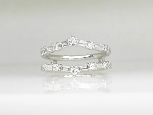 White Gold Round and Baguette Diamond Ring Guard
