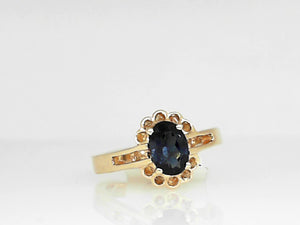 Yellow Gold Oval Genuine Tourmaline Ring