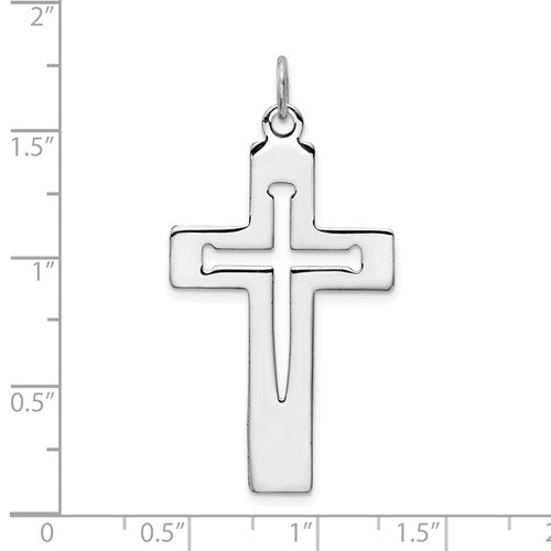 Sterling Silver/Rhodium Plated Latin Cross Pendant