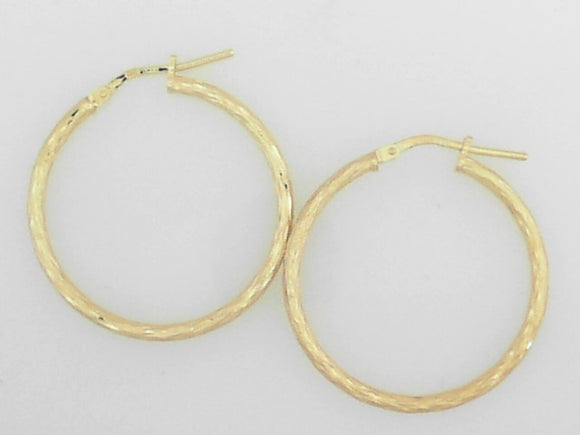 Sterling Silver/Yellow Gold Bonded Diamond Cut Hoops