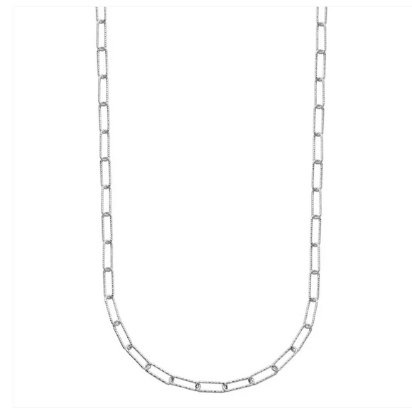 Charles Garnier Sterling Silver Diamond Cut Paperclip Necklace