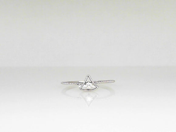 White Gold Fashion Ring with .04 CT Round Diamond and Twisted Shank Detail