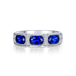 Lafonn Sterling Silver Lab-Grown Sapphire 1.53ct 3 Stone Ring