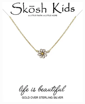 Skosh Kids Enamel Daisy Gold Plated Necklace