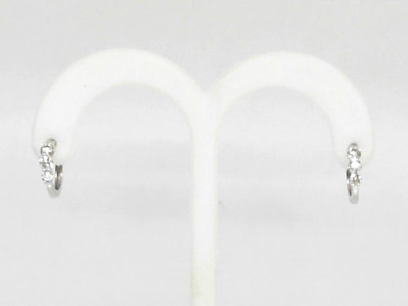 14k White Gold Diamond Huggie Earrings