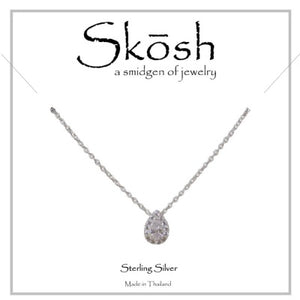 Skosh Silver CZ Pearl w/ Halo Necklace 16+1"