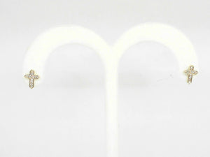 14k Yellow Gold Diamond (0.10ct) Cross Stud Earrings