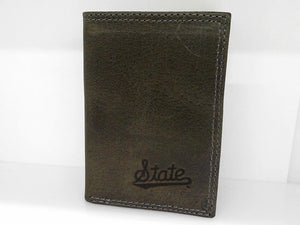 Gray MS State Script Embossed Leather Wallet