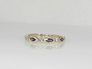 Yellow Gold Amythest and Diamond Band