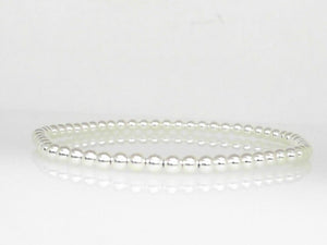 Sterling Silver 3mm Beaded Stretch Bracelet