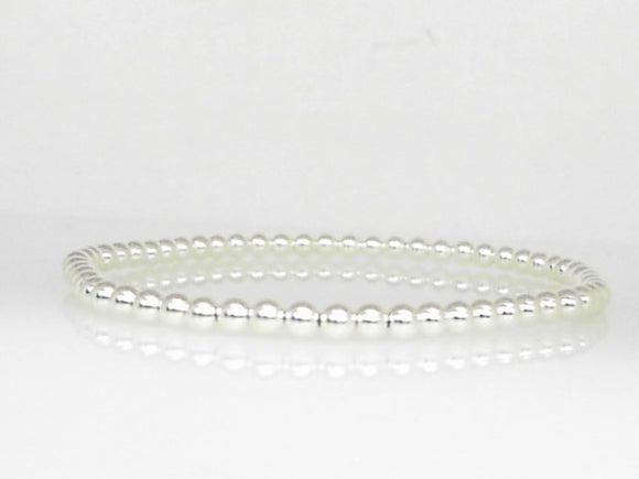 Sterling Silver 3mm Beaded Stretch Bracelet