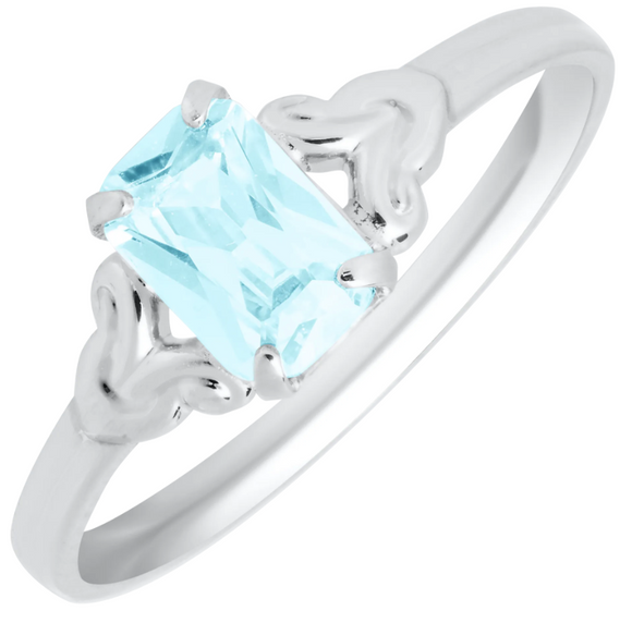 Kids Birthstone Sterling Silver Ring March Size 4