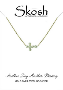 Skosh Gold Plated Pearl Cross Necklace