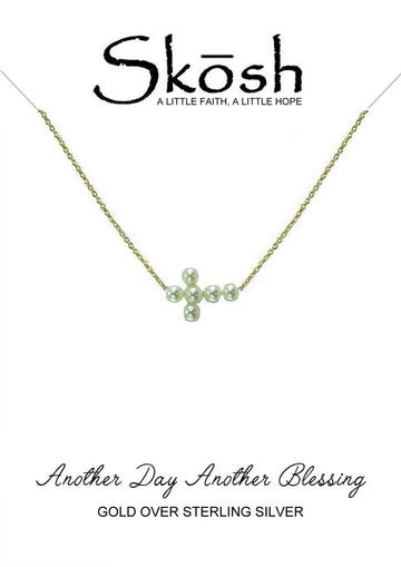 Skosh Gold Plated Pearl Cross Necklace