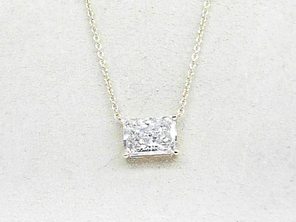 14k Yellow Gold Lab Radiant Diamond 3ct Solitaire Necklace