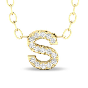 10k Yellow Gold "S" Initial Diamond Necklace