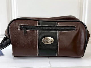 Brown and Black Leather Dopp Kit - Mississippi State